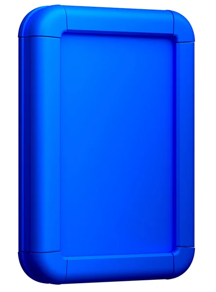 白で隔離される青い広告看板 — ストック写真