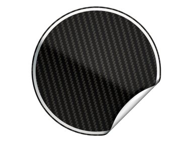 Black textured bent sticker or label over white clipart