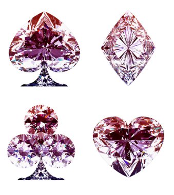 Colorful lilac Diamond Card Suits isolated clipart