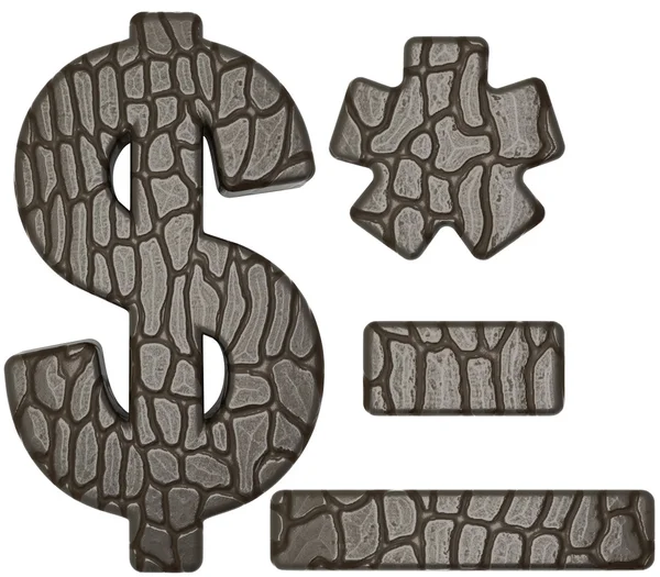 Alligator skin font US dollar symbol and hyphen — Stock Photo, Image