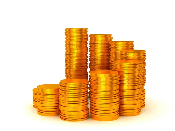 Groei en welvaart: stapels munten — Stockfoto