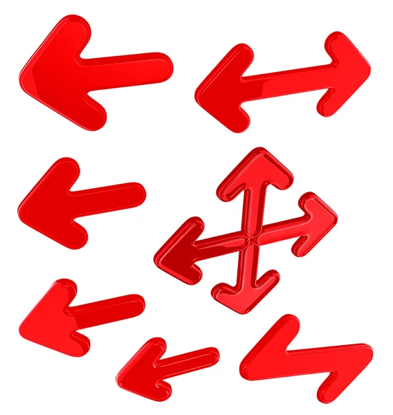 Flechas rojas brillantes conjunto aisladas — Stockfoto