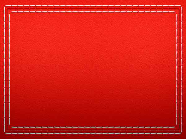 Stitched frame on Red leather