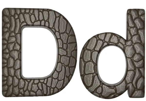 Alligator huid lettertype d kleine letters en hoofdletters — Stockfoto
