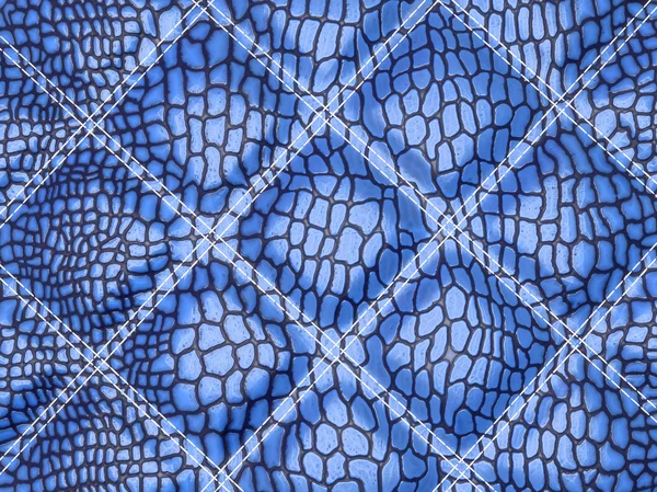 Pelle di alligatore blu con rettangoli cuciti — Foto Stock