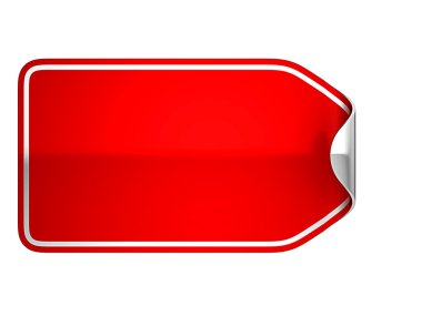 Red bent label or sticker on white clipart