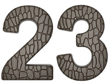 Alligator skin font 2 3 digits isolated clipart