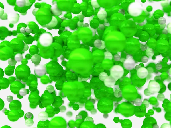 Groene en witte lichtbollen op witte achtergrond — Stockfoto