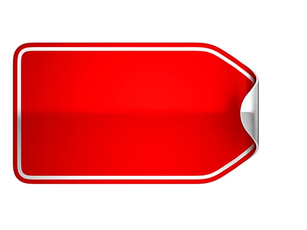 Etiqueta roja doblada o pegatina en blanco — Foto de Stock