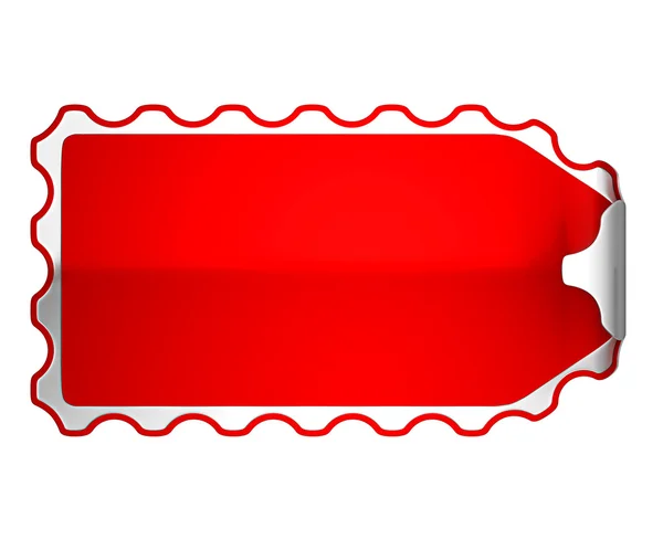 Adesivo rosso frastagliato piegato o etichetta — Foto Stock