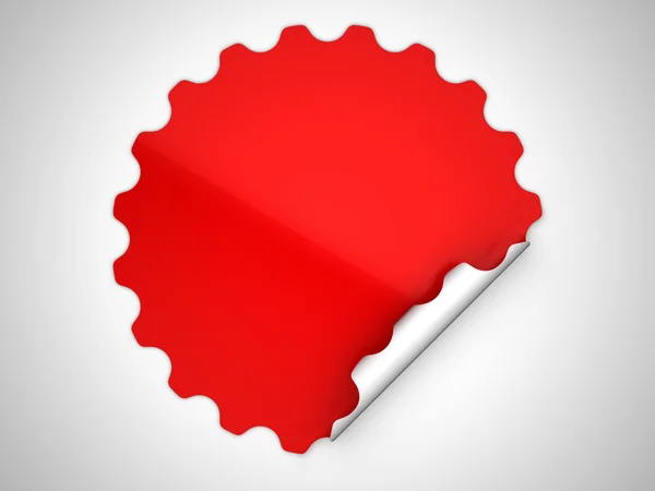 Adesivo rotondo rosso piegato o etichetta — Foto Stock