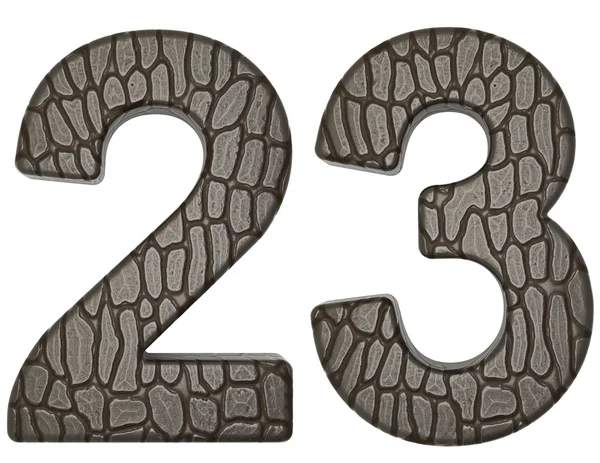 Alligator skin font 2 3 digits isolated — Stock Photo, Image