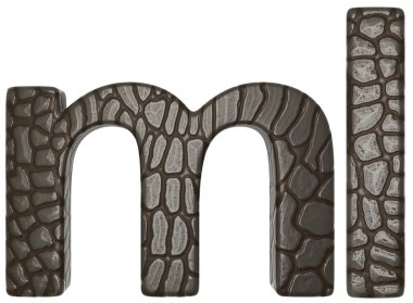 Alligator skin font m and l lowercase letters clipart