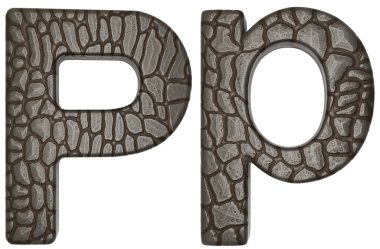 Alligator skin font P lowercase and capital letters clipart