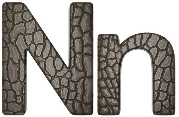 Шрифт из кожи аллигатора N строчных и заглавных букв — стоковое фото