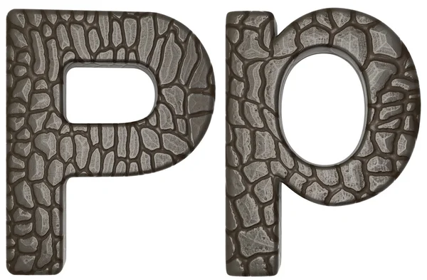 鳄鱼皮肤字体 p 小写和资本字母 — 图库照片
