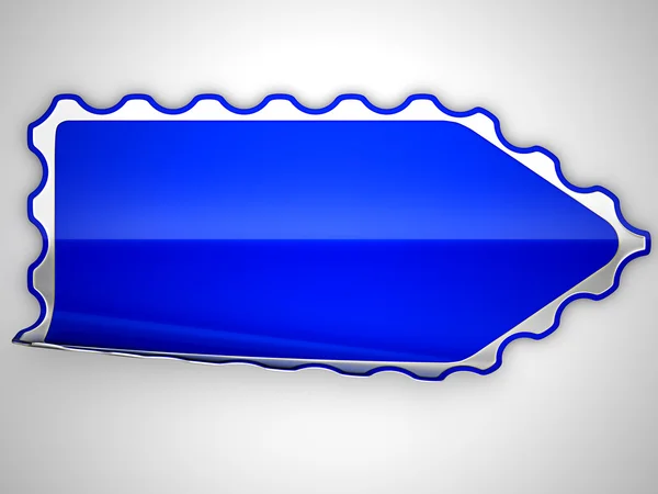 Blue jagged bent sticker or label — Stock Photo, Image