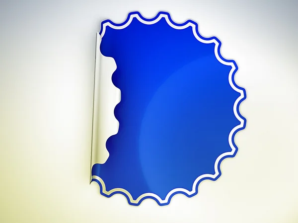 Adesivo rotondo blu piegato o etichetta — Foto Stock