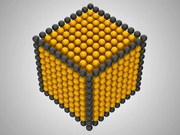 Golden and black spheres or beads cube shape — Stock Photo, Image