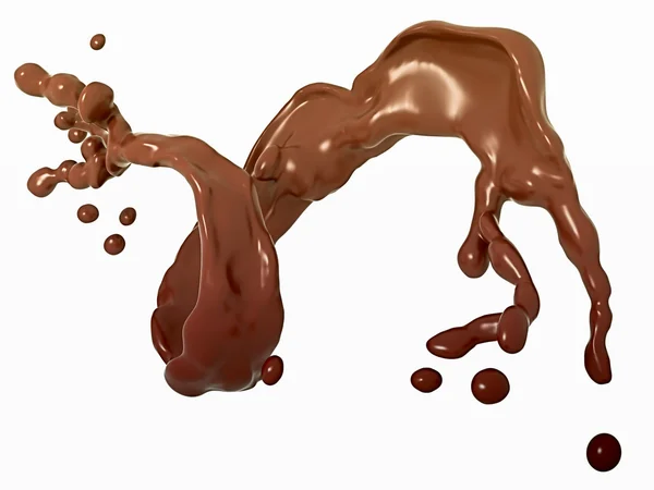 Chocolate líquido respingo isolado sobre branco — Fotografia de Stock