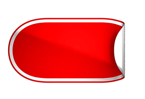 Κόκκινο στρογγυλεμένες λυγισμένο αυτοκόλλητη ετικέττα ή ετικέτα — Φωτογραφία Αρχείου