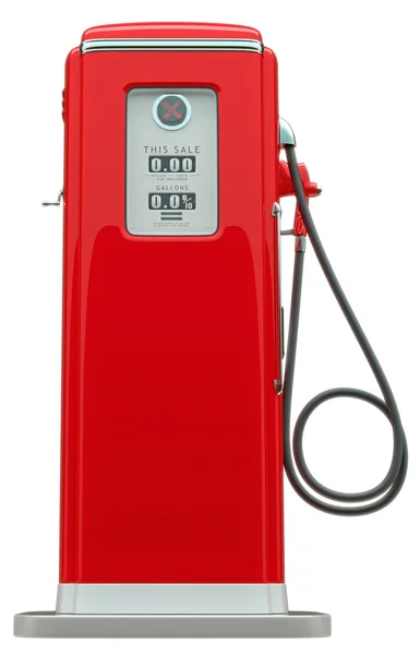 Elszigetelt retro piros üzemanyag-szivattyú — Stock Fotó