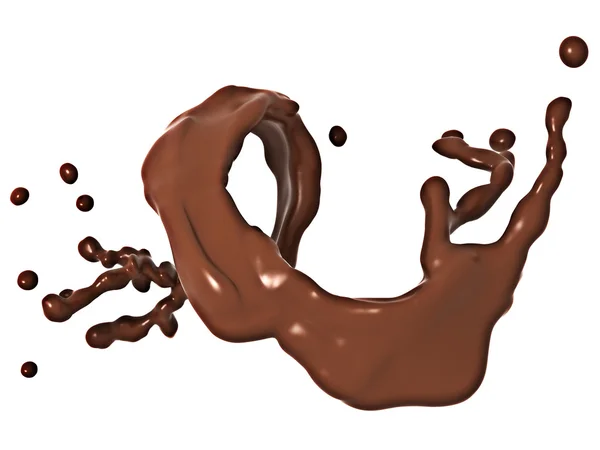Splash υγρή σοκολάτα απομονωθεί σε λευκό — Φωτογραφία Αρχείου