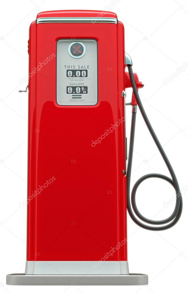 Retro red fuel pump isolated