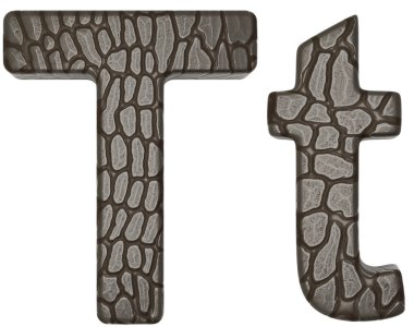 Alligator skin font T lowercase and capital letters clipart