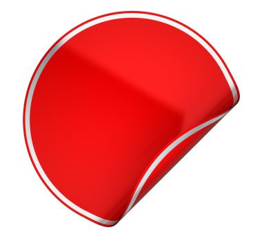 Red round sticker or label on white clipart
