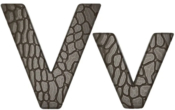 Alligator huid lettertype v kleine letters en hoofdletters — Stockfoto