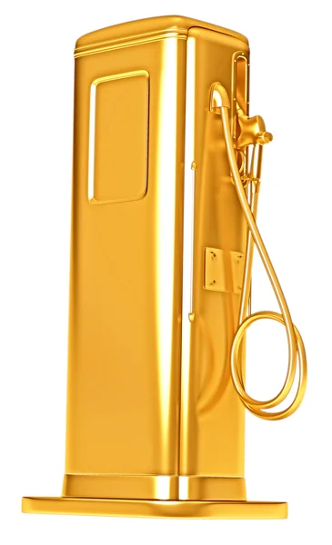 Expensive fuel: golden gas pump isolated — Stock Photo, Image