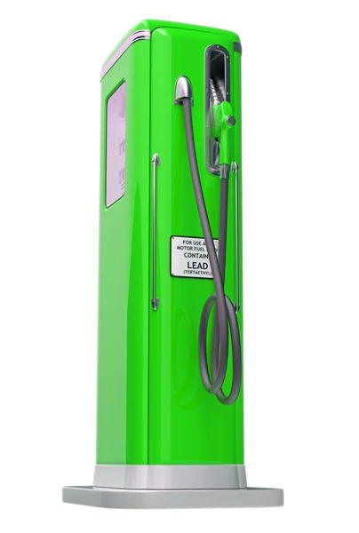 白で分離された緑のガソリン ポンプ — ストック写真