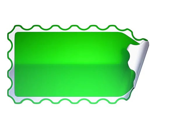 Etiqueta jagged verde ou adesivo no branco — Fotografia de Stock