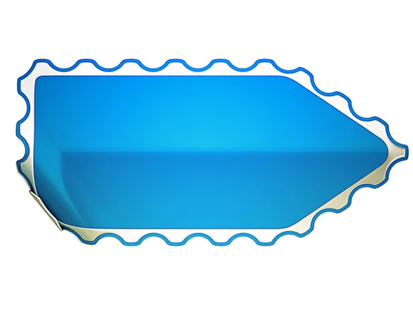 Adesivo blu piegato frastagliato o etichetta — Foto Stock