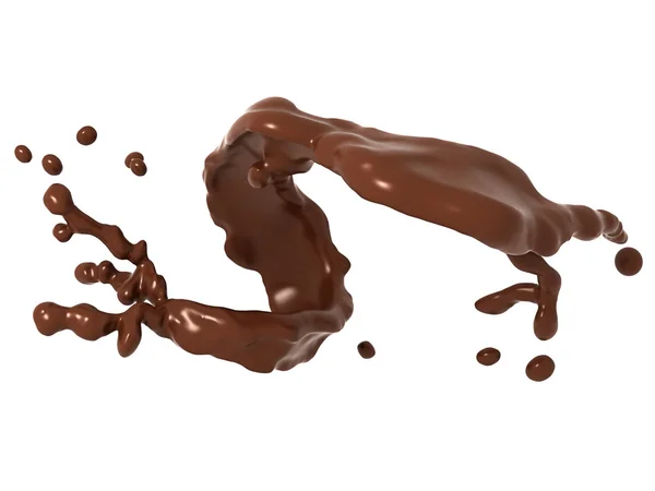 Chocolat liquide ou éclaboussure de cacao isolé — Photo
