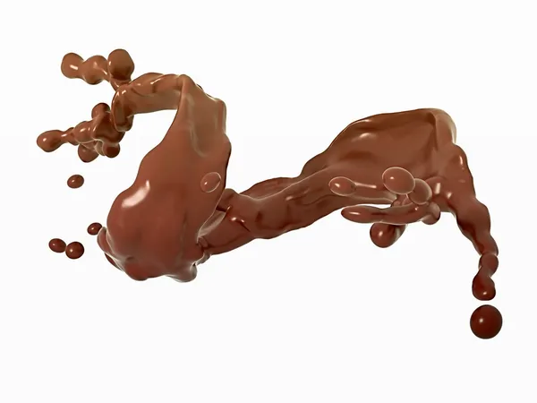 Cioccolato liquido spruzzato con gocce isolate — Foto Stock