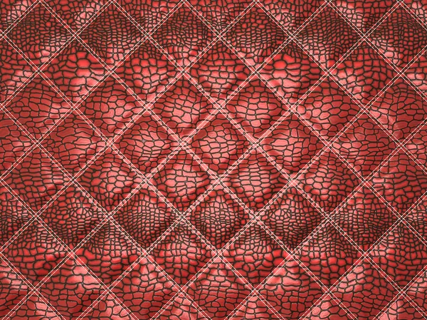 stock image Red Alligator skin with stitched rectangles