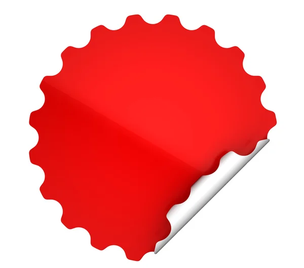 Adesivo rotondo rosso piegato o etichetta — Foto Stock