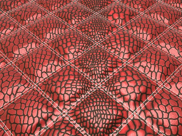 Pelle di alligatore cucita rossa con rettangoli — Foto Stock