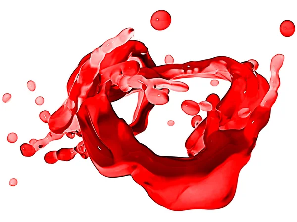 Splash van rode wijn met druppels geïsoleerd — Stockfoto