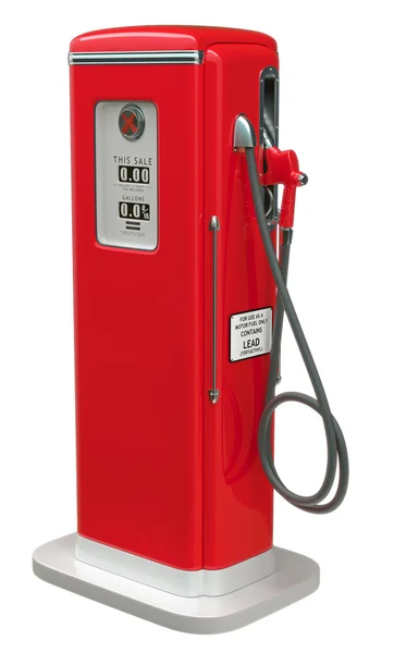 白で分離されたビンテージ赤い燃料ポンプ — ストック写真