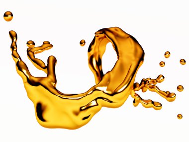 Splash of liquid molten gold with drops clipart