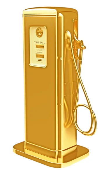 Kosztowne paliwa: Złoty benzyny pompy na białym tle — Zdjęcie stockowe