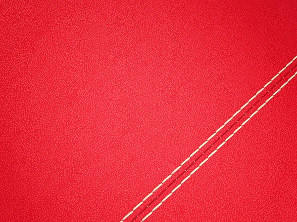 Diagonal genäht rotem Leder Hintergrund — Stockfoto