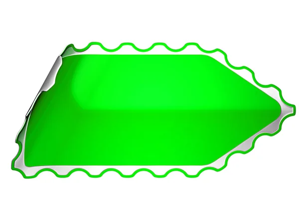 Green jagged sticker or label — Stock Photo, Image