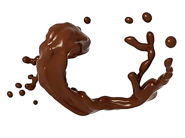 Sıvı çikolata sıçrama ile izole damlacıklar — Stok fotoğraf