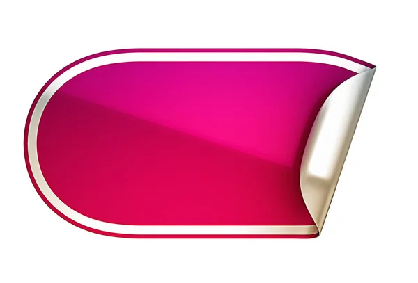 Adesivo rosa arrotondato piegato o etichetta — Foto Stock