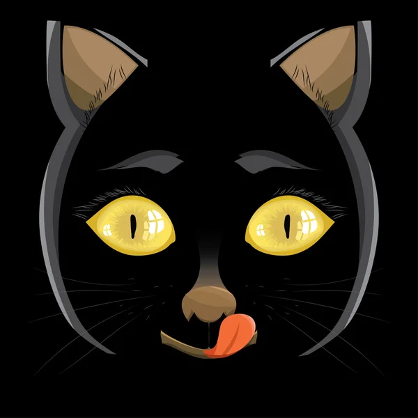Ilustração. cabeça de um gato preto — Vetor de Stock