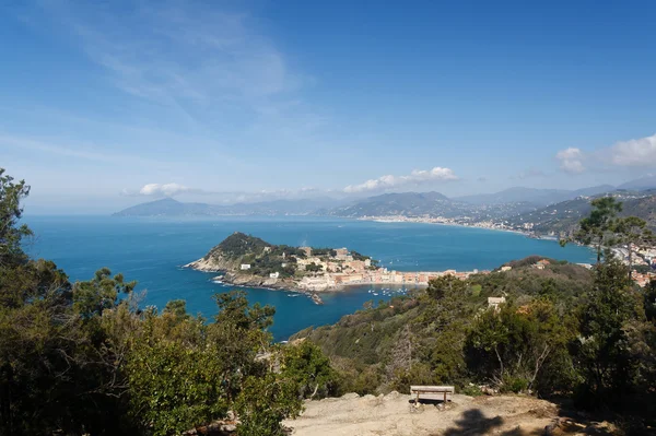 Teluk Tigullio dengan Sestri Levante, Italia — Stok Foto